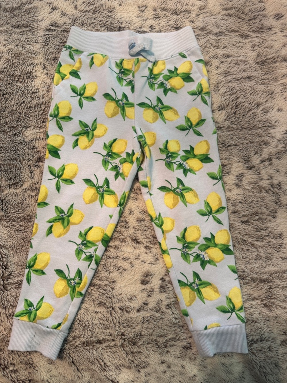 Girls Janie and Jack Lemon Print Jogger Pants - Yellow & Green